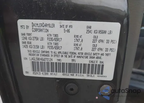 2006 Jeep Liberty Limited Edition из США, поврежденный, VIN 1J4GL58K46W272124